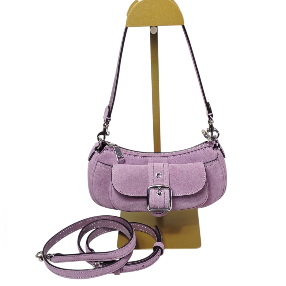 Coach Ashton Mini Suede Light Violet Shoulder Bag
